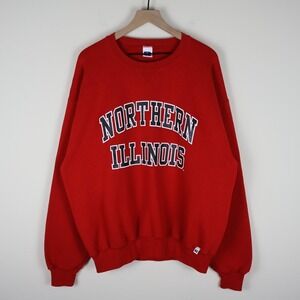 Vintage 90s Northern Illinois Russell Athletic Sweatshirt Red XL 26x28.5